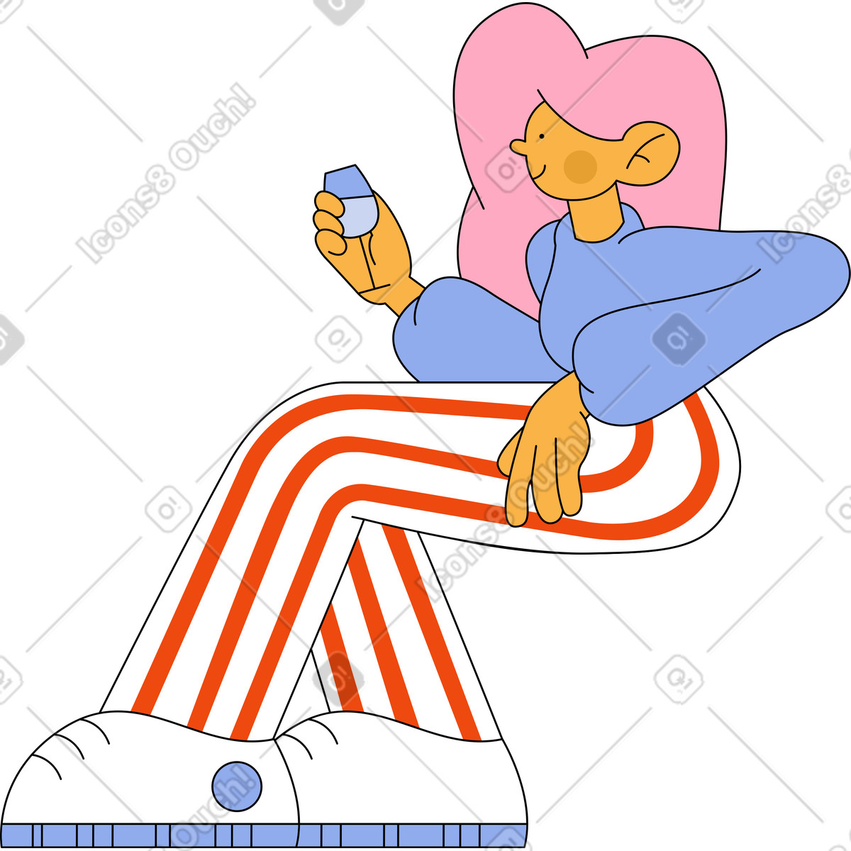 Illustration Sitting woman holding a glass of wine dans le style Bloom à télécharger aux formats PNG, SVG