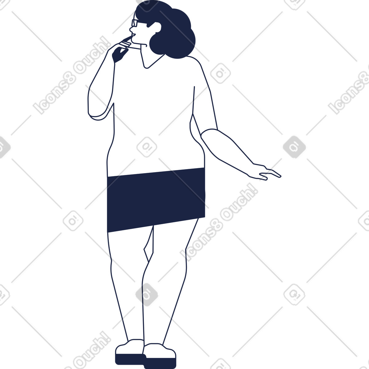 Ilustração de Mulher plus size em no estilo Urban Line para baixar em PNG, SVG
