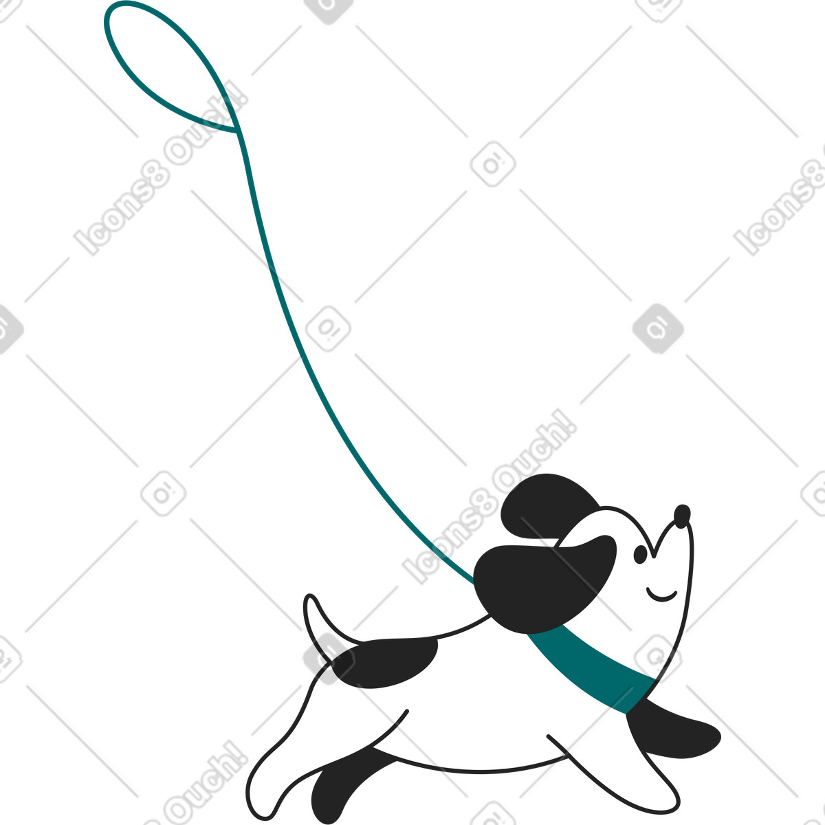 下载 Sammy Line 风格的 皮带上的狗 插画，支持 PNG、SVG 格式