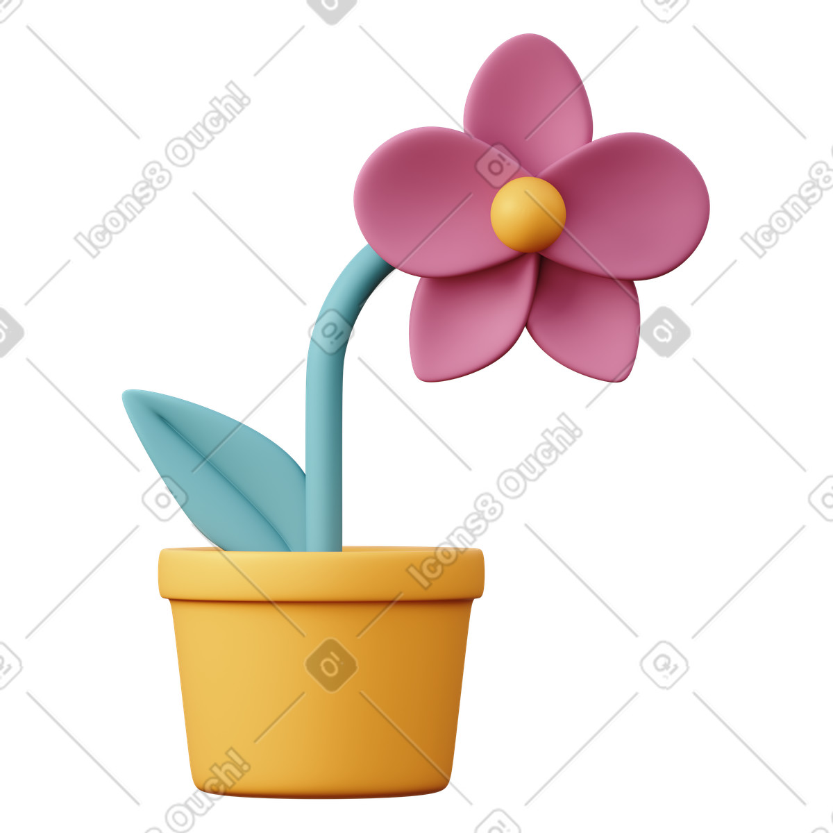 Orchidee-Illustration im 3D Sugary-Stil als Download in PNG, SVG