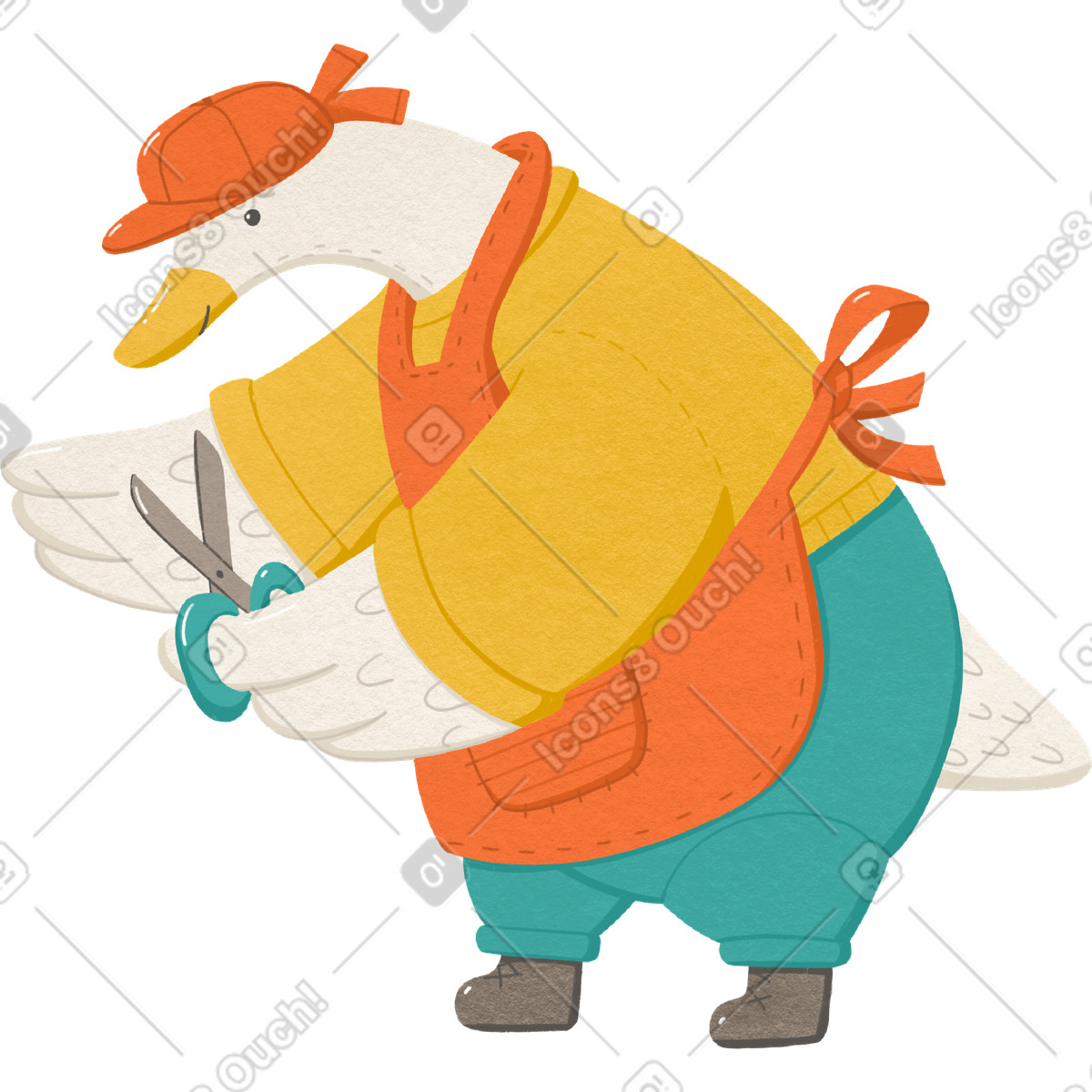 Ilustración Ganso con tijeras en estilo Goose a descargar en PNG y SVG