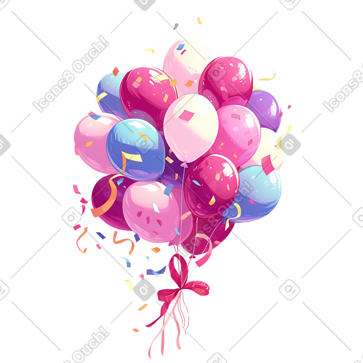 Party balloons illustration in Glazy style download in PNG, SVG
