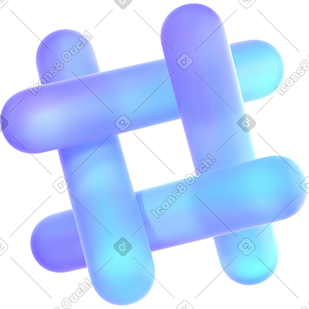 Ilustração animada de Abstract hashtag em no estilo 3D Glassy para baixar em GIF, Lottie (JSON), AE