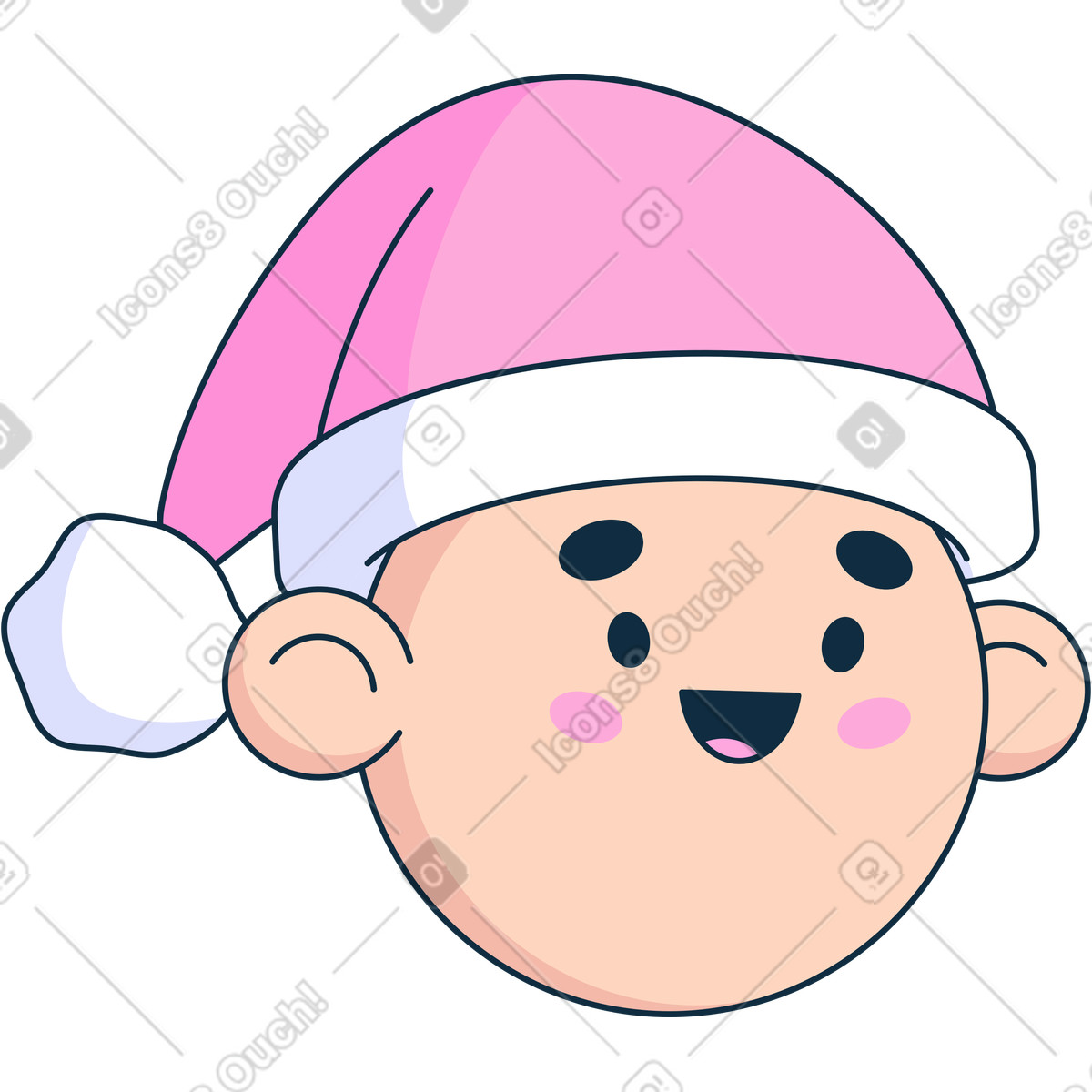 Mann in weihnachtsmütze-Illustration im Bubble gum-Stil als Download PNG, SVG