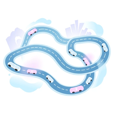 A highway system illustrated as arteries with cars flowing like blood cells