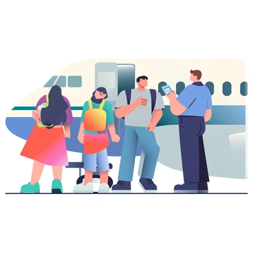 Security personnel checking passengers as they enter the jet bridge