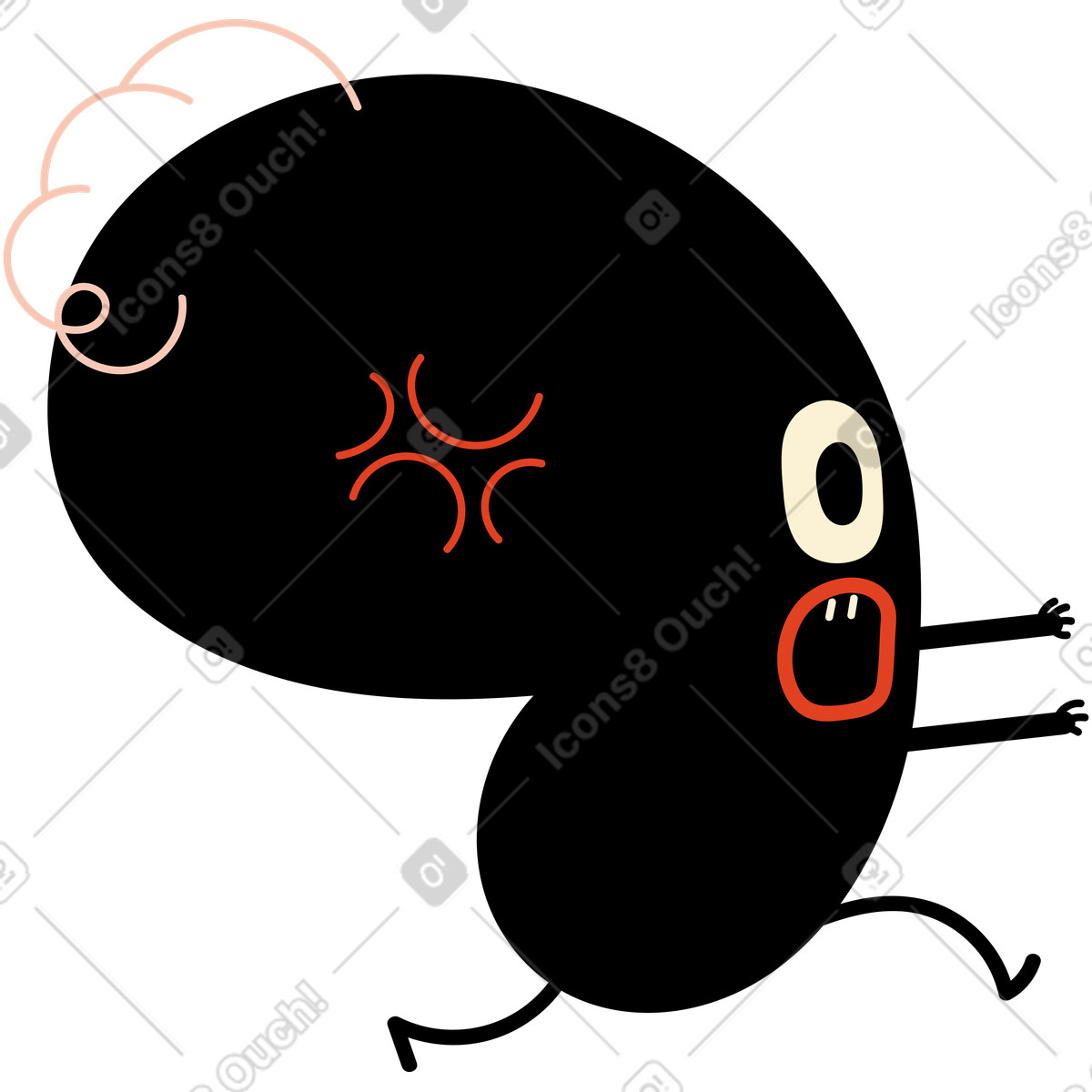 Ilustración Un personaje negro tuerto está corriendo. en estilo Jelly a descargar en PNG y SVG