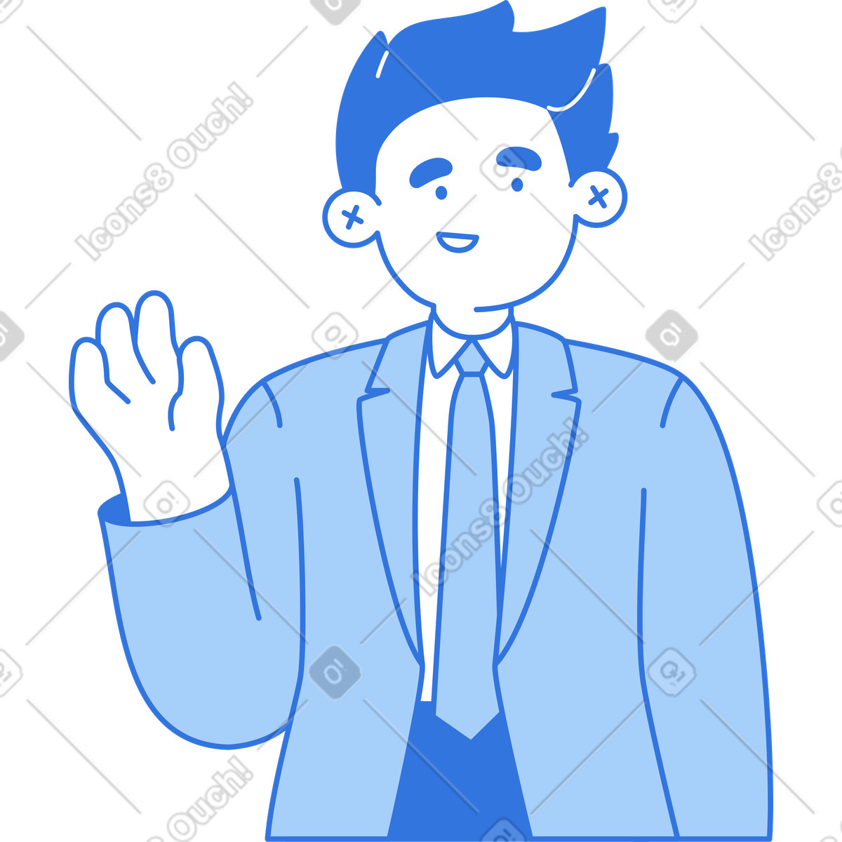 Man waving his hand illustration in Sky style download in PNG, SVG