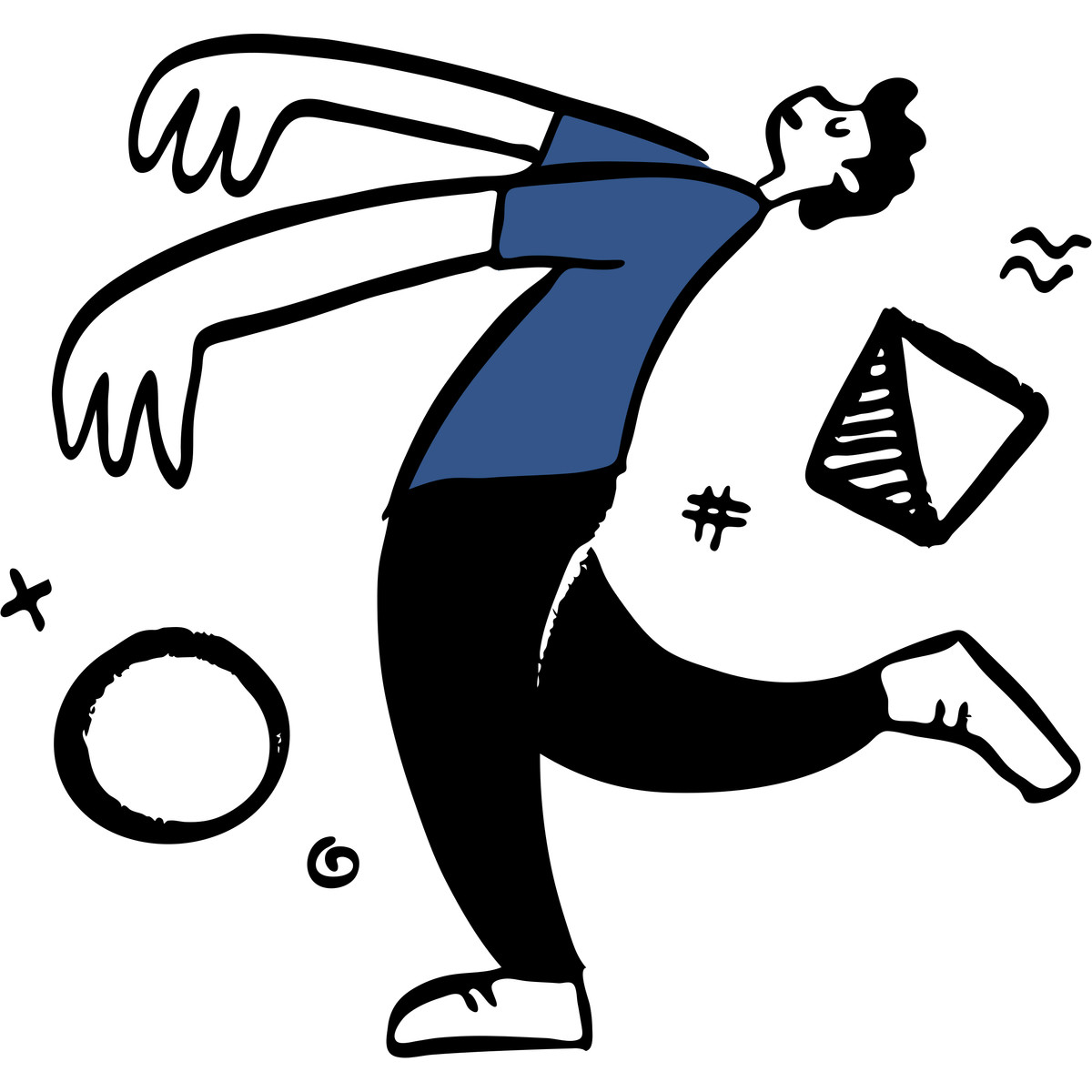 Mann tanzt wie ein zombie-Illustration im Open Doodles-Stil als Download in PNG, SVG