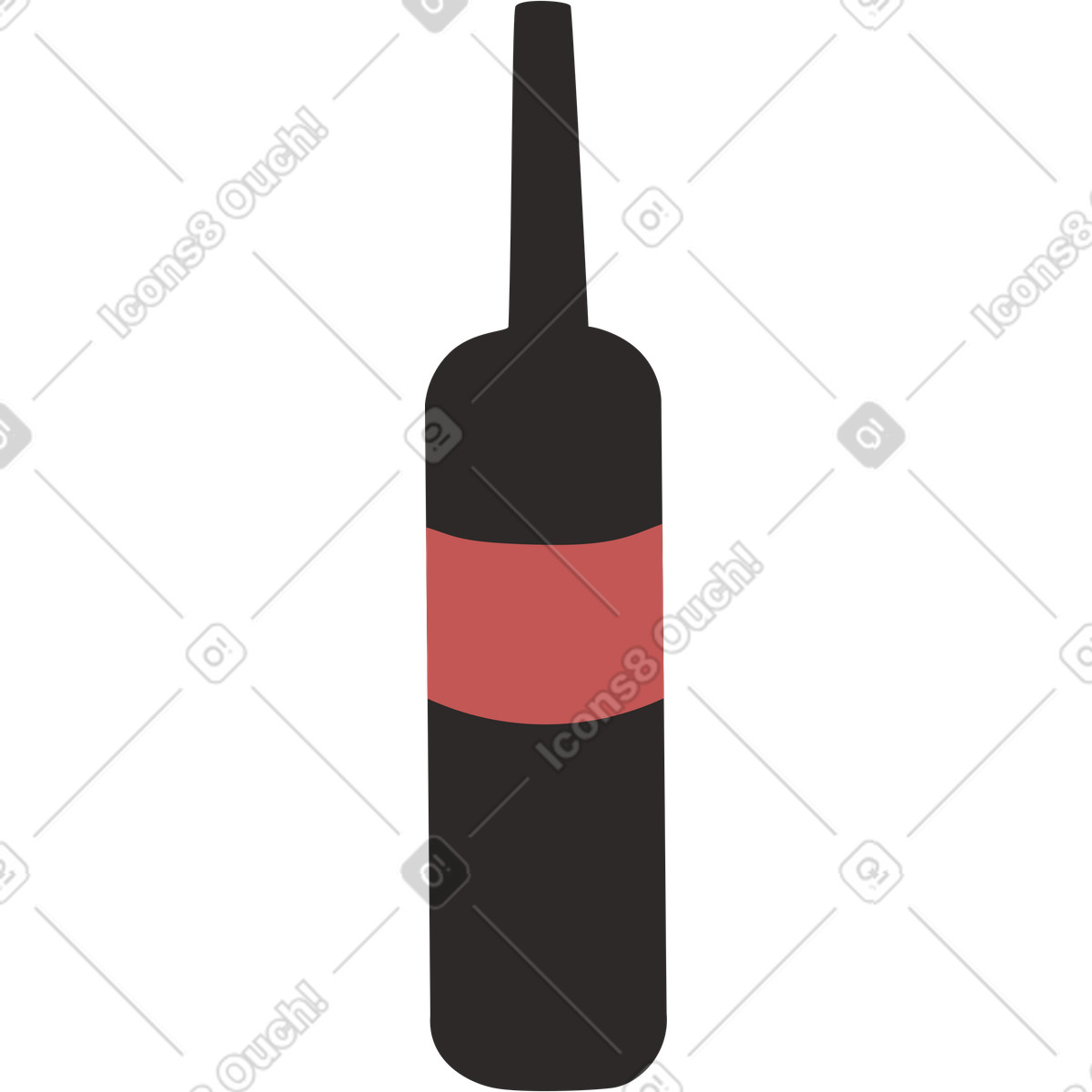 Ilustración Brown bottle of red wine en estilo Lagom a descargar en PNG y SVG