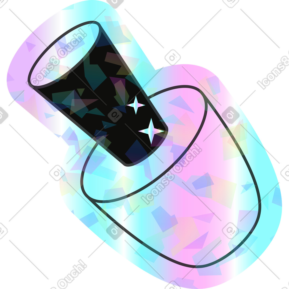Lack-Illustration im Holostickers-Stil als Download in PNG, SVG
