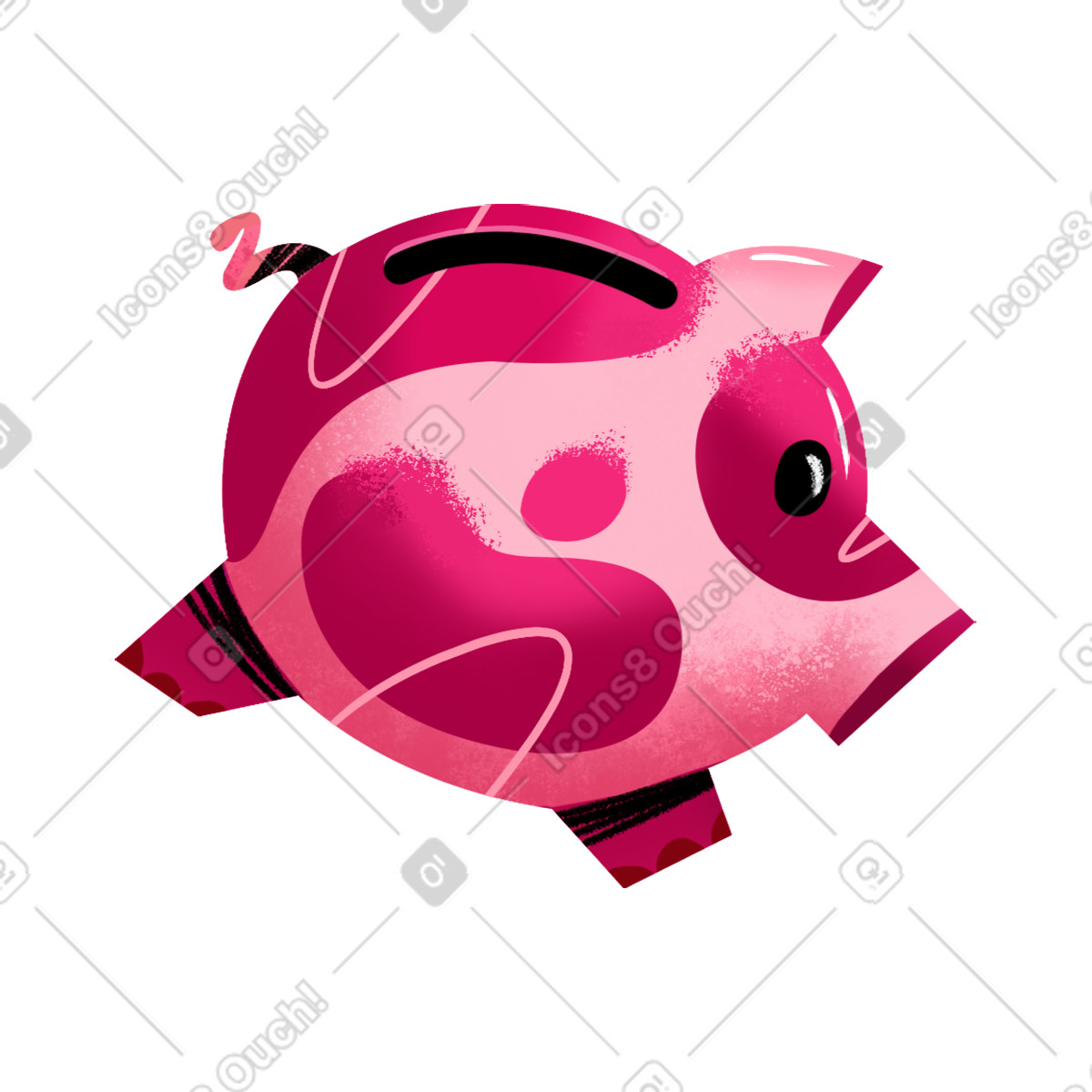 Ilustración Pink piggy bank en estilo Flare a descargar en PNG y SVG