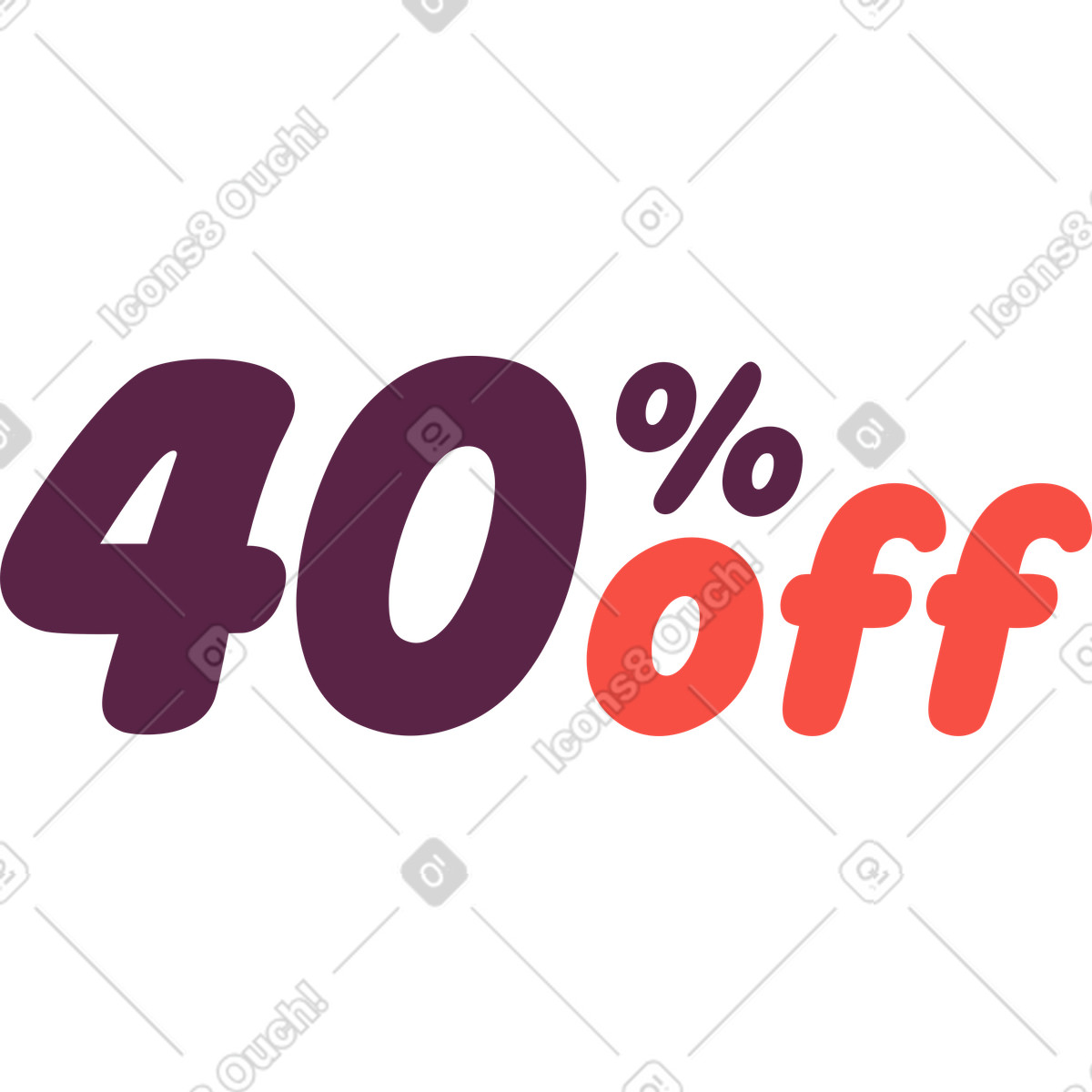 Quaranta per cento di sconto illustrazione in stile Sammy scarica in PNG, SVG