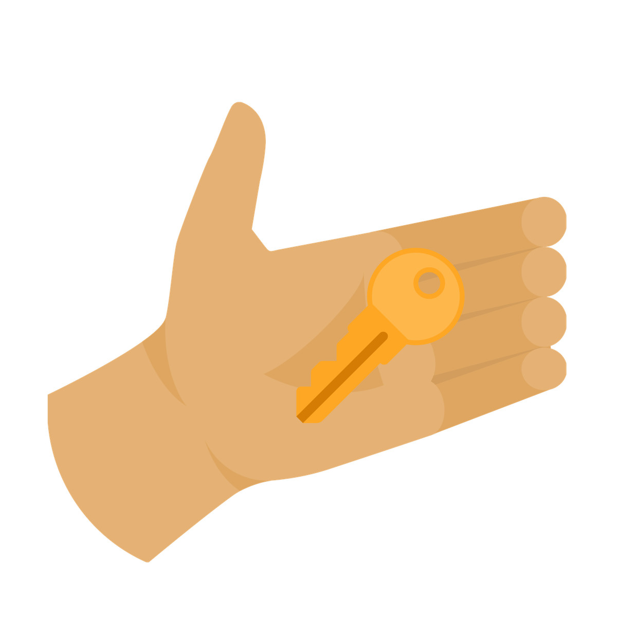 Hand holding a golden key illustration in Fogg style download in PNG, SVG