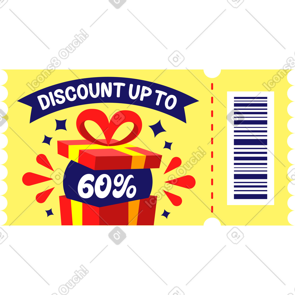 Beschriftungsrabatt bis zu 60 prozent gutscheintext-Illustration im Lettering-Stil als Download in PNG, SVG