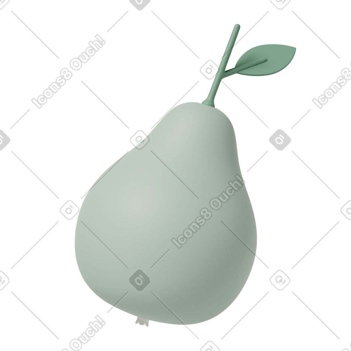 3D Casual life スタイルの Green pear のイラストをPNG、SVG形式でダウンロード