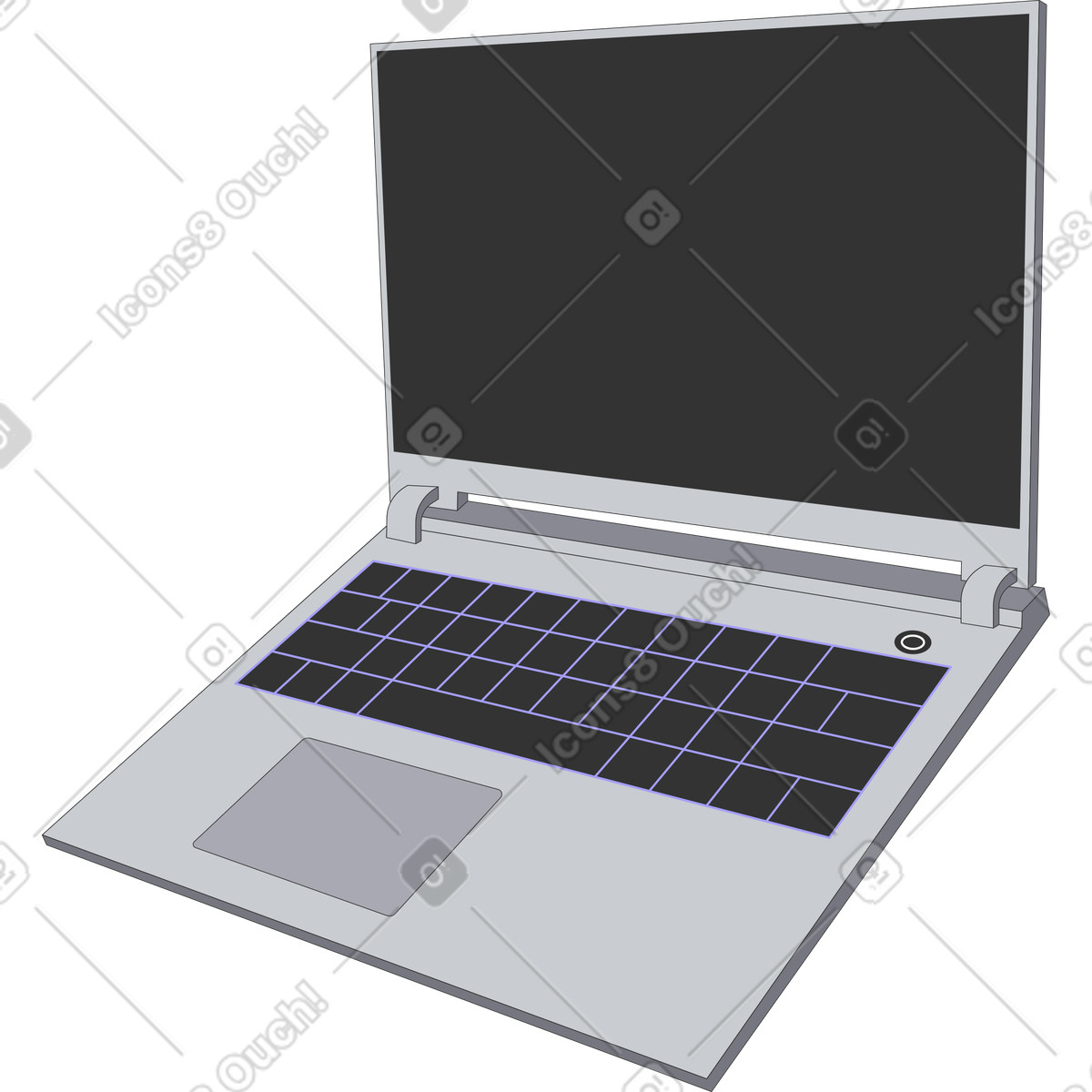 Laptop computer with large blank screen for office tasks-Illustration im Kit-Stil als Download in PNG, SVG