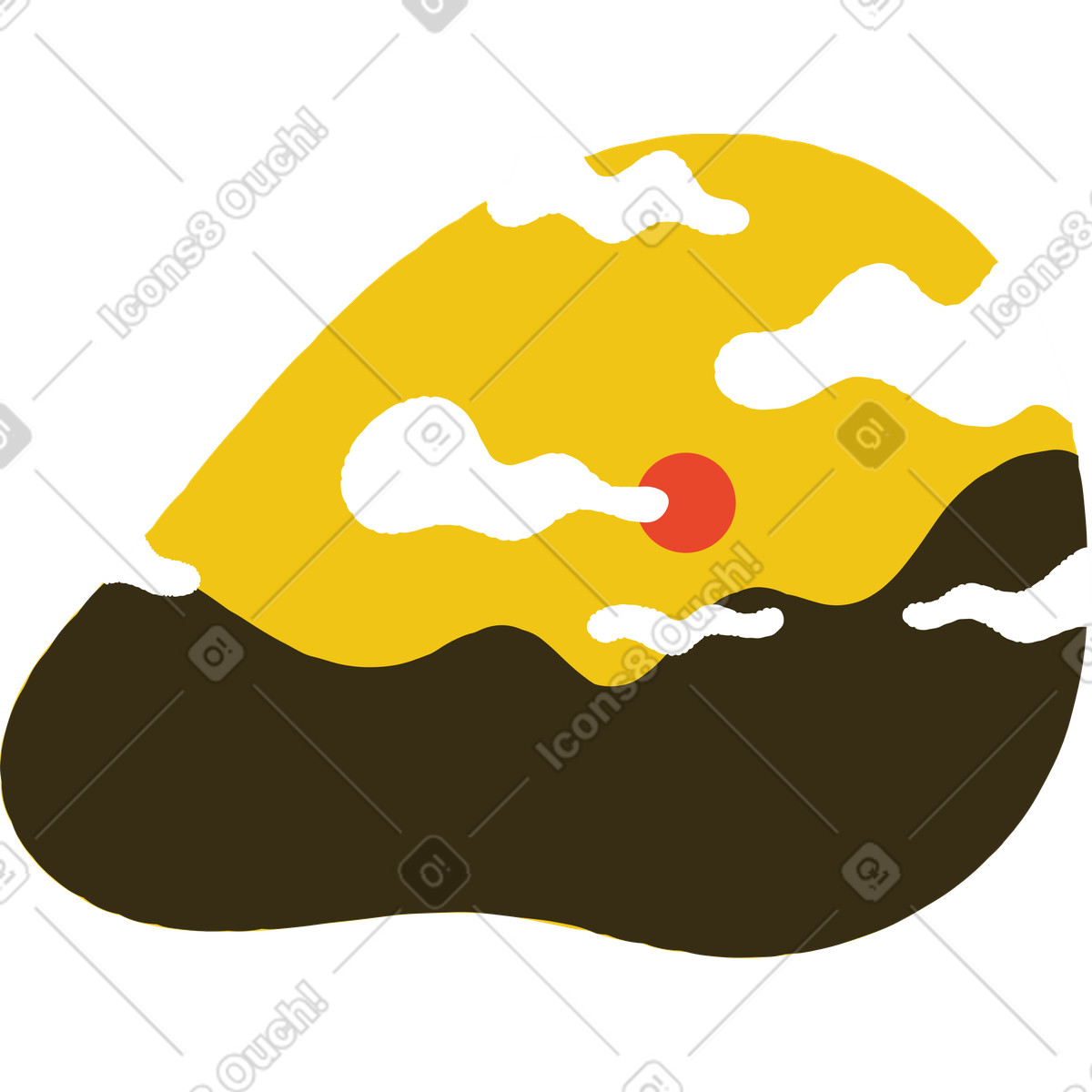 Mountain landscape illustration in Bermuda style download in PNG, SVG