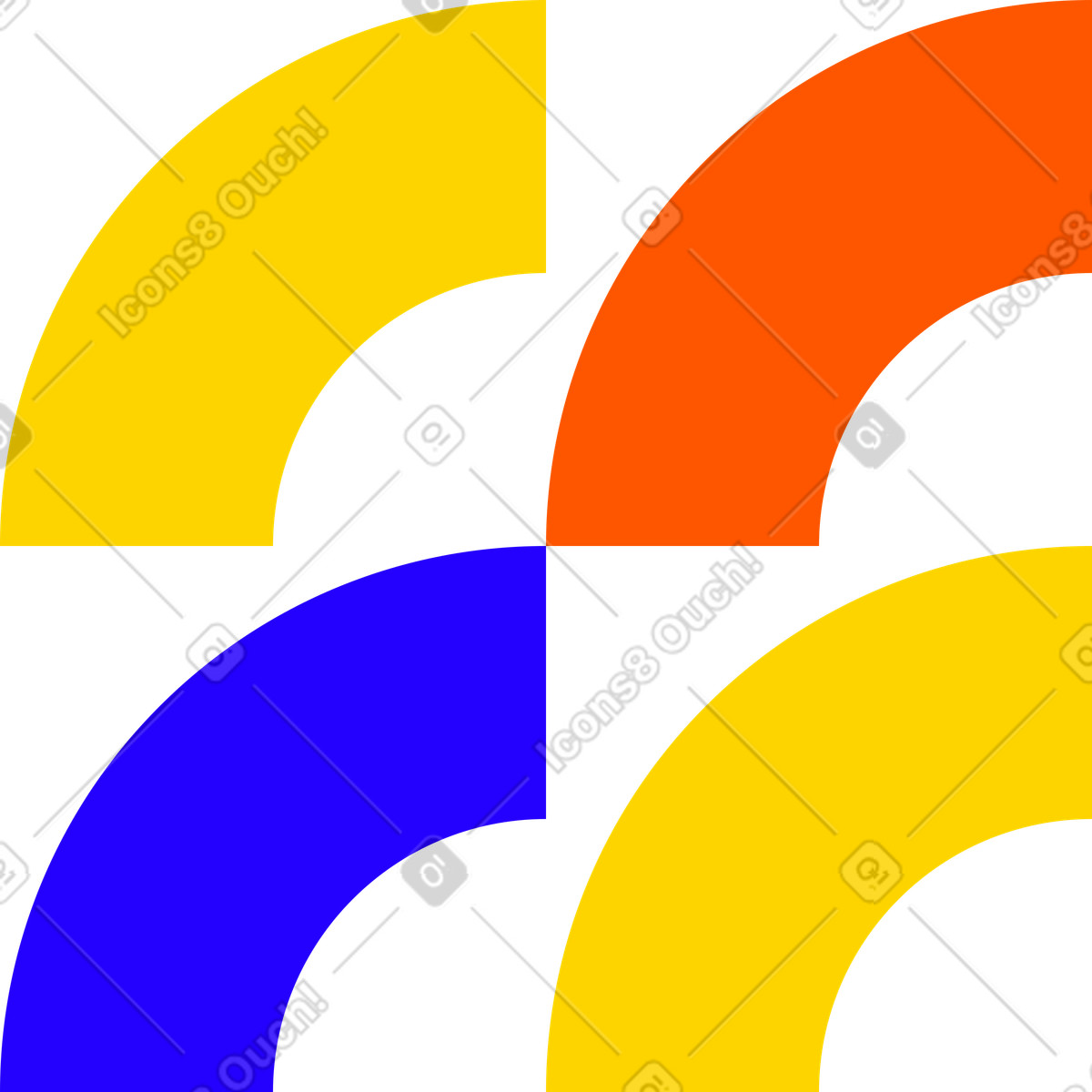 Four quarters of circle illustration in Framework style download in PNG, SVG