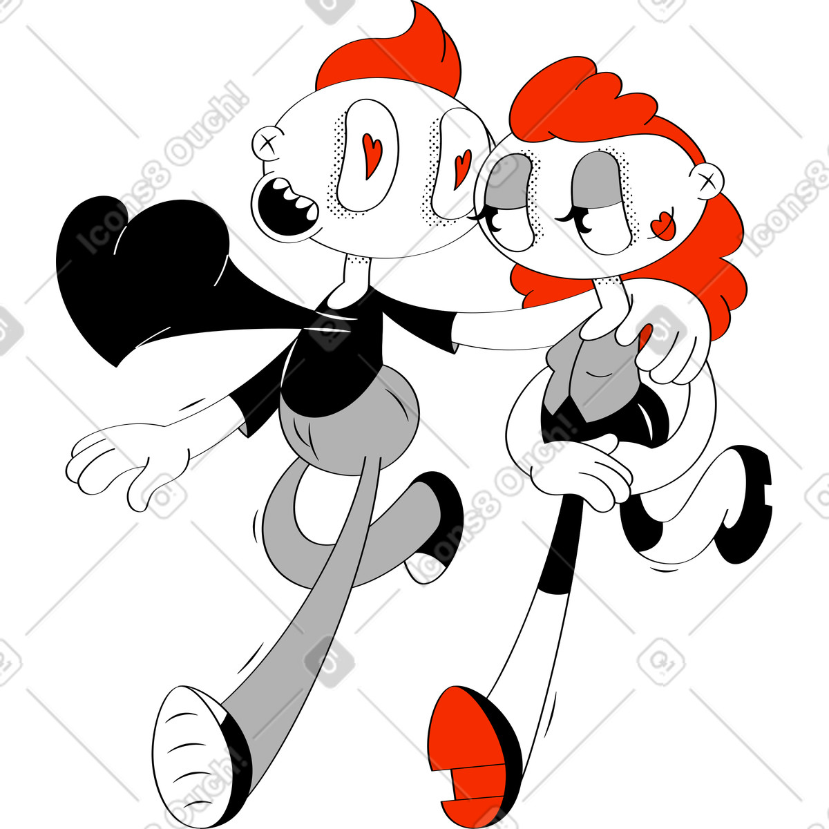 Ilustração de Casal apaixonado em no estilo Looney para baixar em PNG, SVG