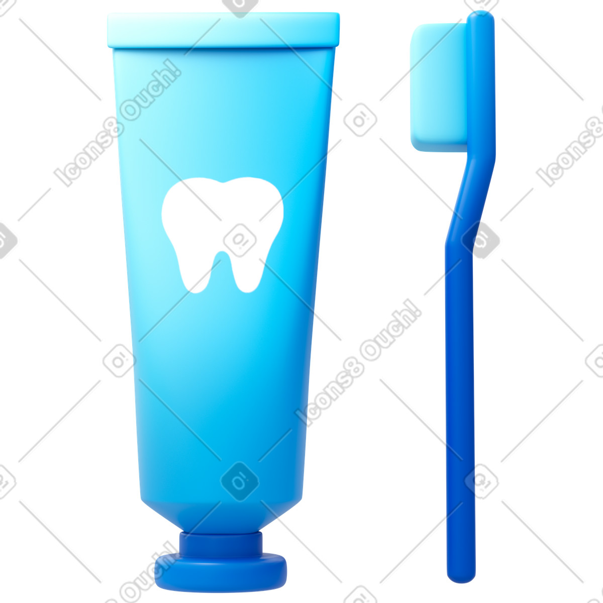 Kit per la pulizia dei denti illustrazione in stile 3D Fluency scarica in PNG, SVG