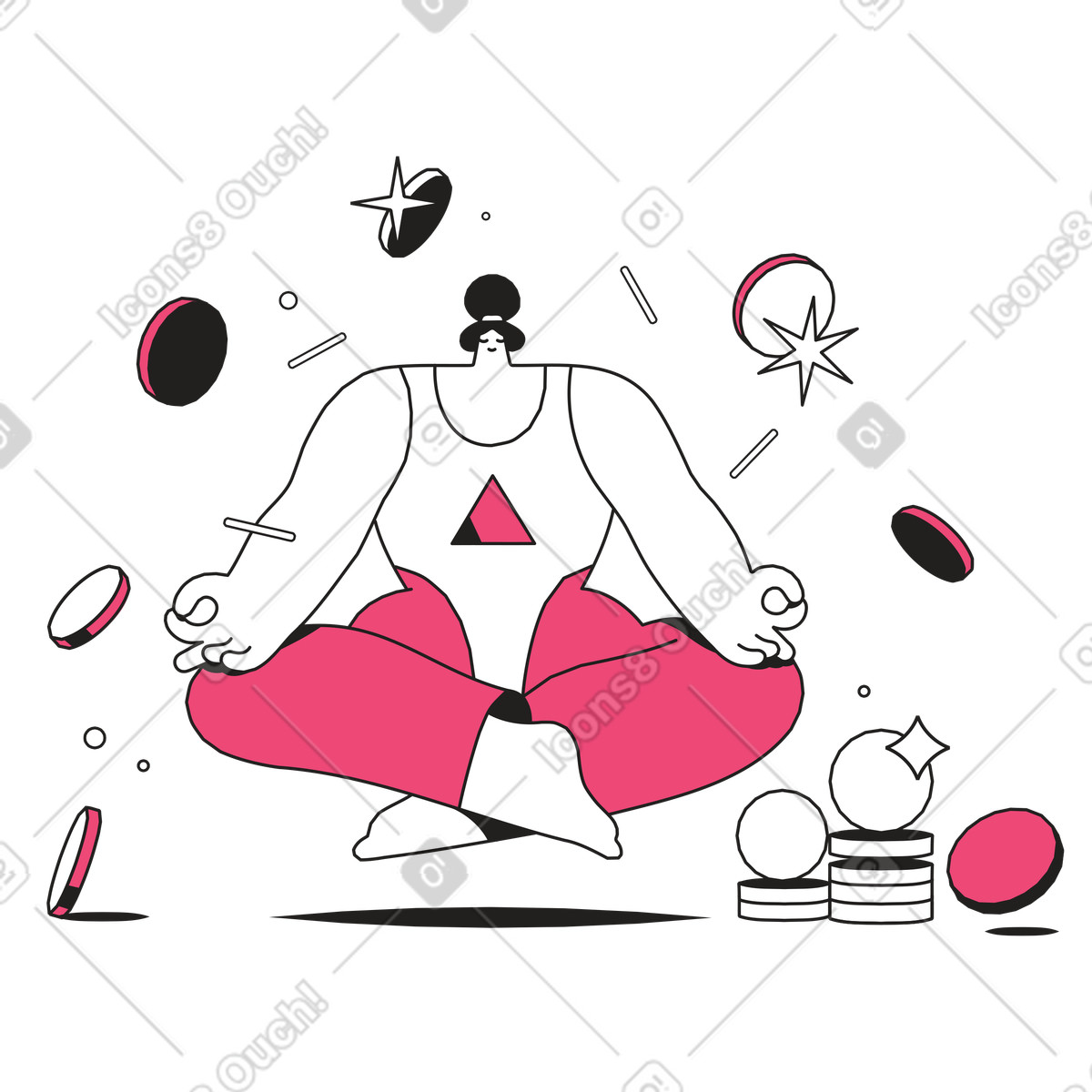 Reflexionen und meditation zum thema budgeteinsparungen animierte Illustration im Dazzle Line-Stil als Download in GIF, Lottie (JSON), AE