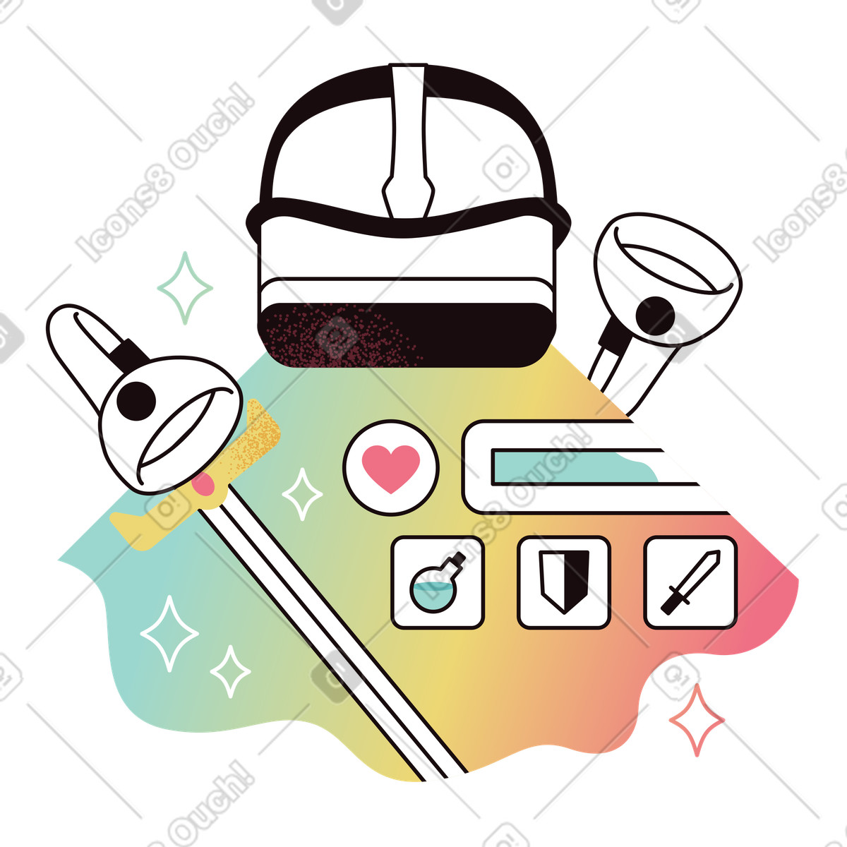 Configurazione di gioco realtà virtuale illustrazione in stile Delight scarica in PNG, SVG