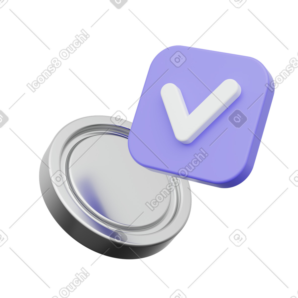 Coin with check mark, Payment approved, Financial validation illustration in PNG, SVG