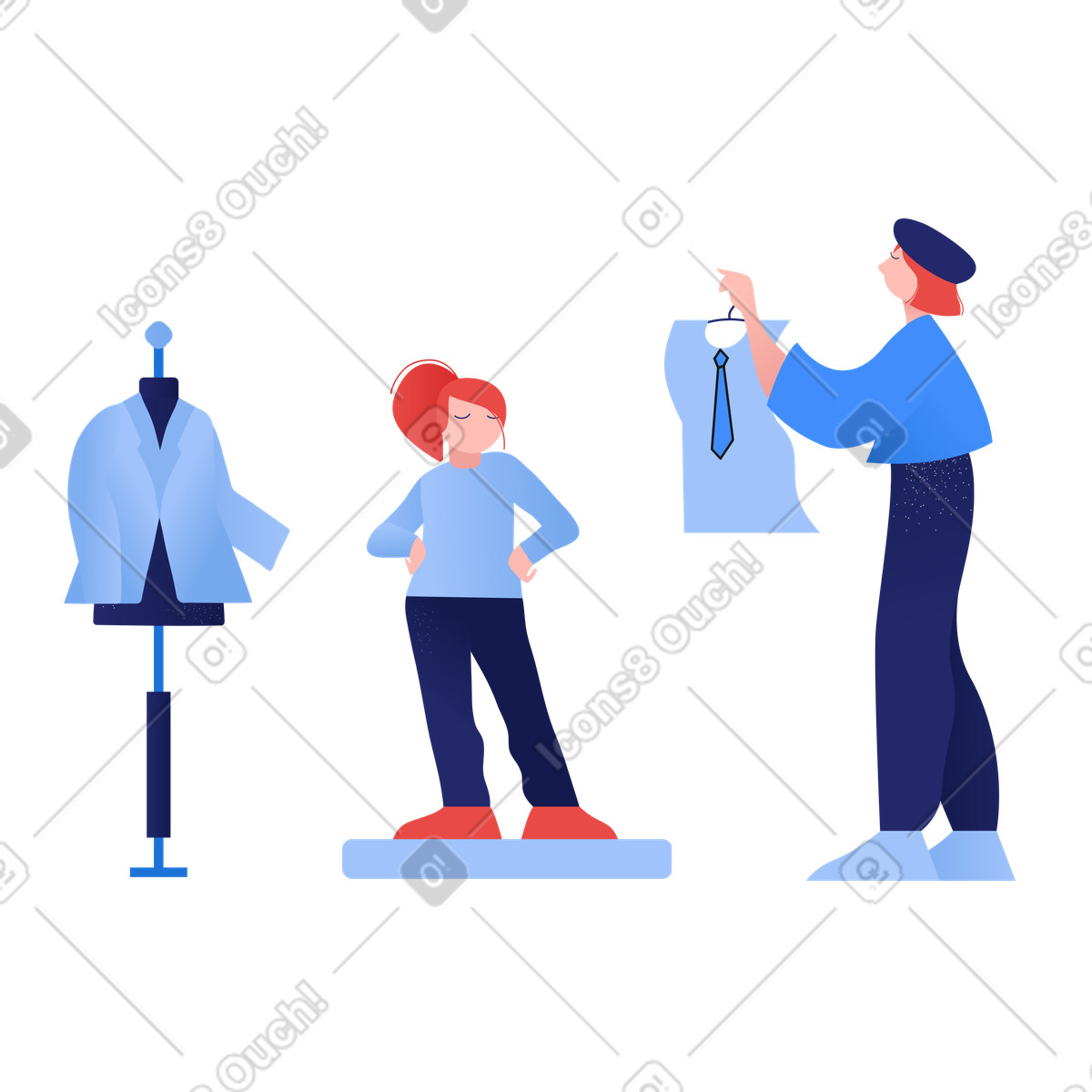 Dressing up for school illustration in Clip style download in PNG, SVG