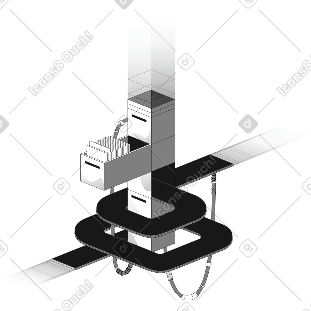 Ilustración Archive with wire en estilo Futuristic a descargar en PNG y SVG