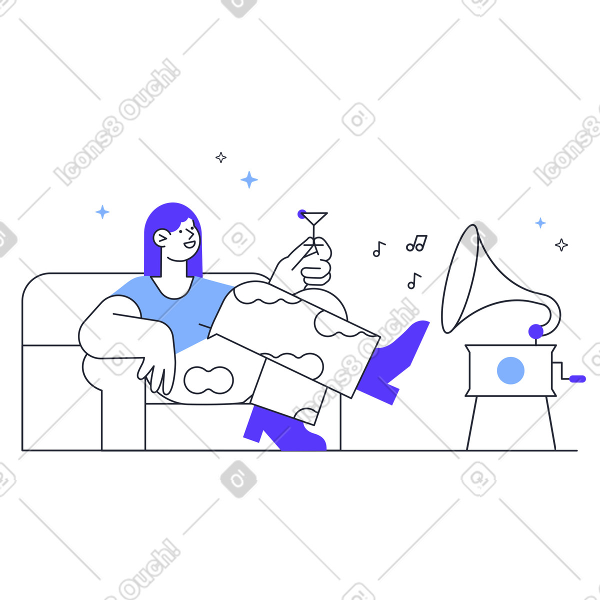 Pablita スタイルの 音楽を楽しんで のイラストをPNG、SVG形式でダウンロード