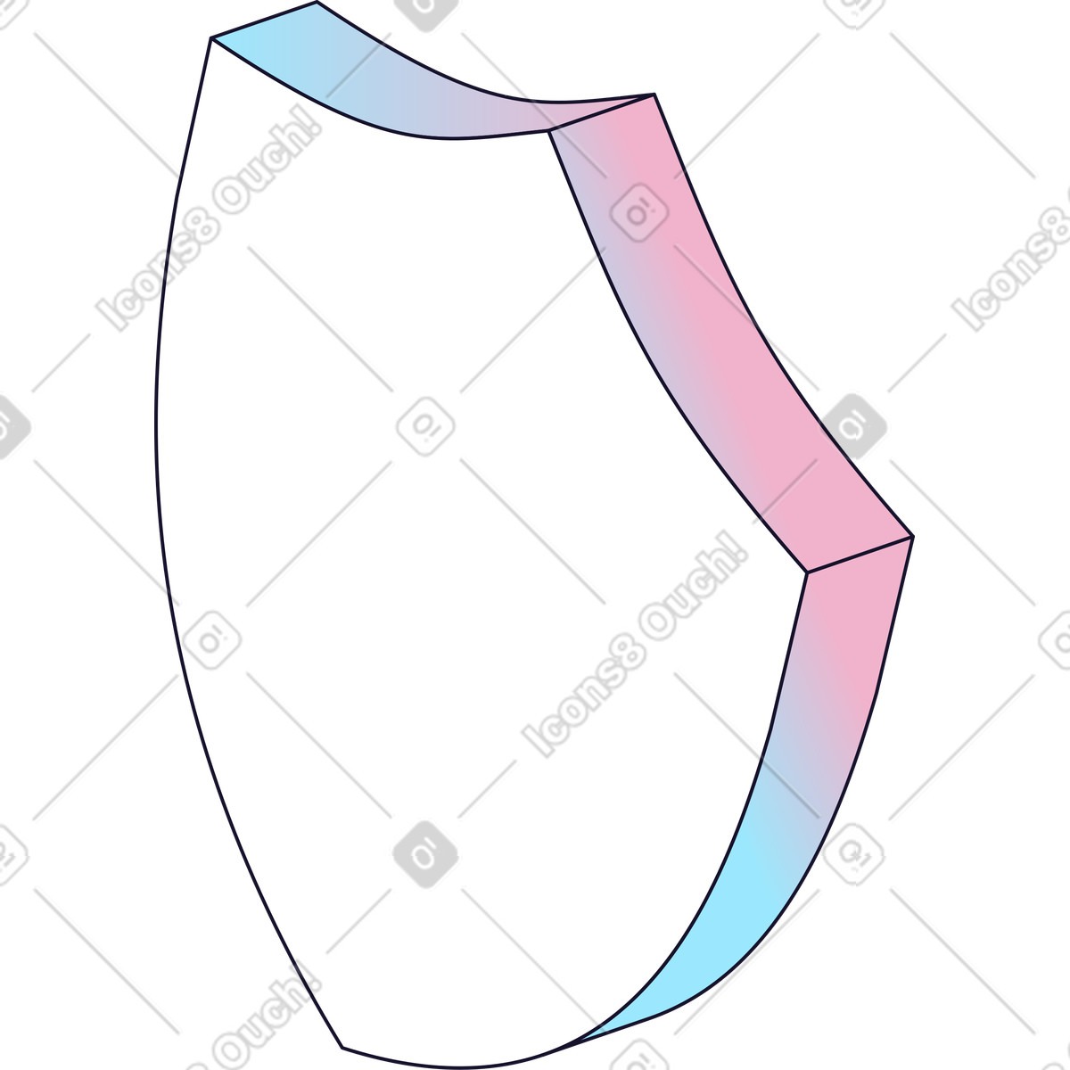 White shield illustration in Node style download in PNG, SVG