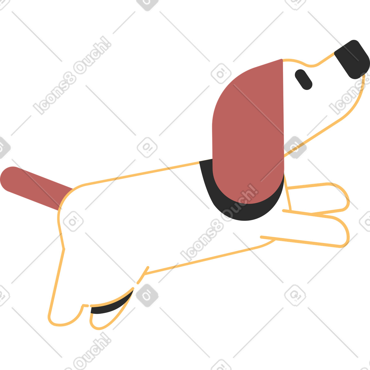 Marginalia スタイルの Little jumping dog のイラストをPNG、SVG形式でダウンロード
