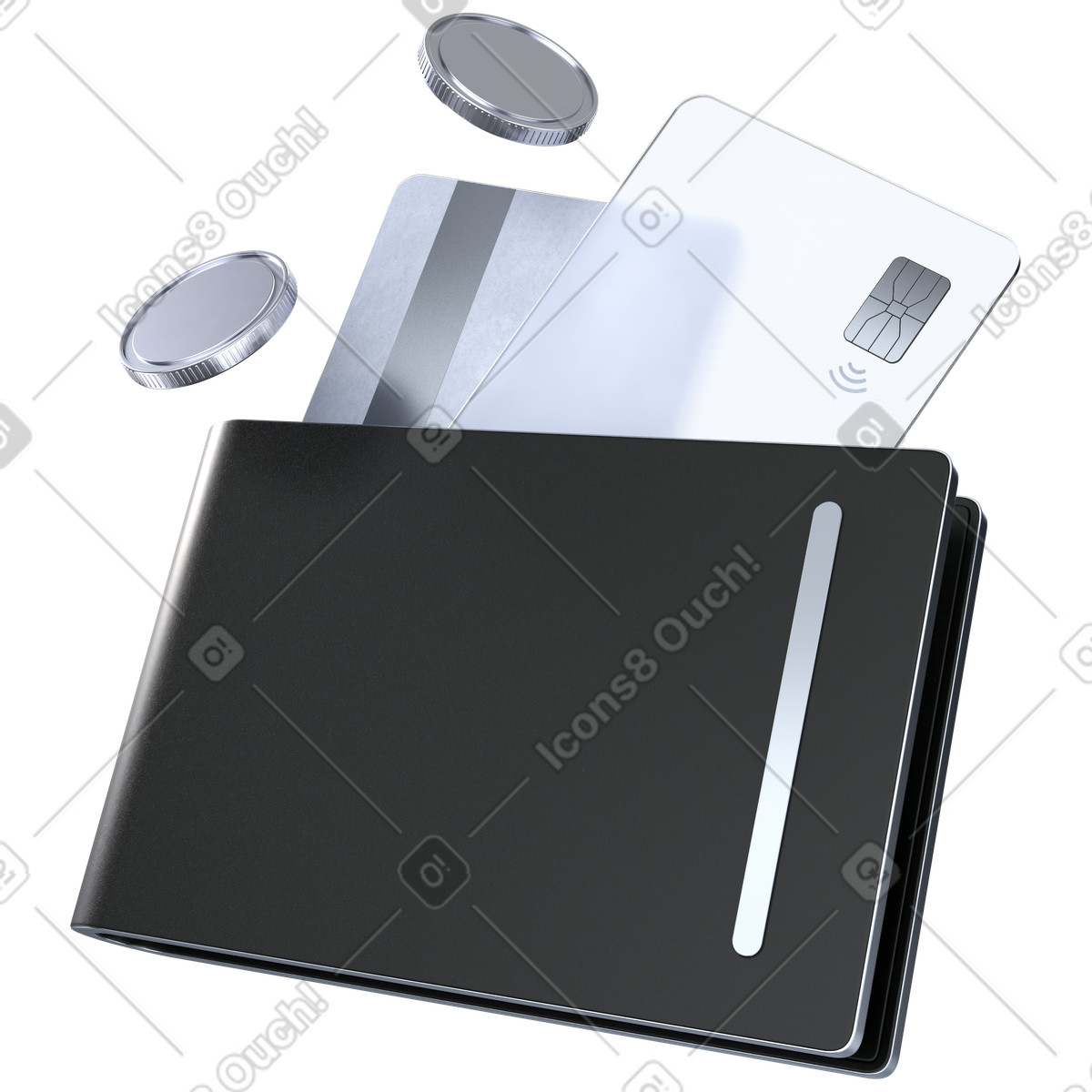 Bank card wallet, Credit management illustration in 3D Pro style download in PNG, SVG