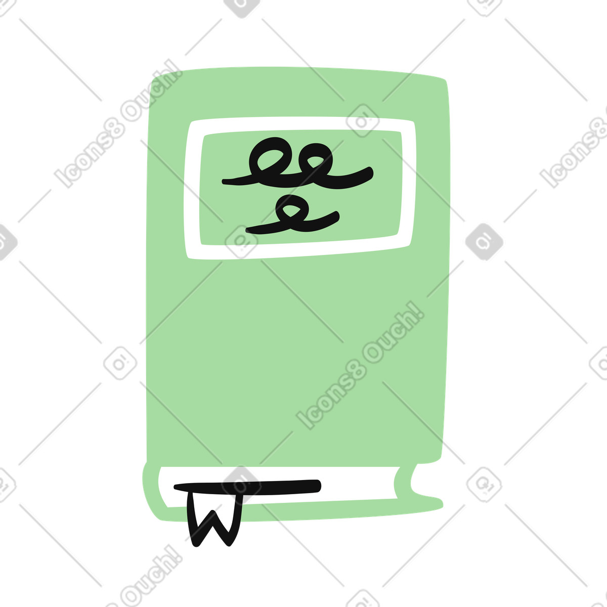 Journal with simple cover doodles and bookmark for daily writing illustrazione in stile Organic scarica in PNG, SVG