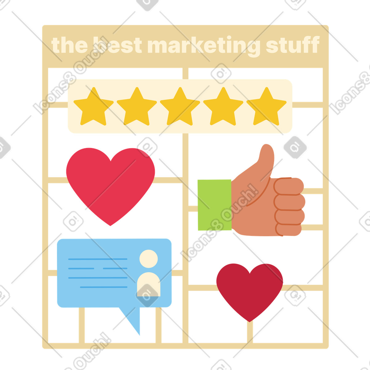 Kundenfeedback und bewertungsmarketing-Illustration im Catchy-Stil als Download in PNG, SVG