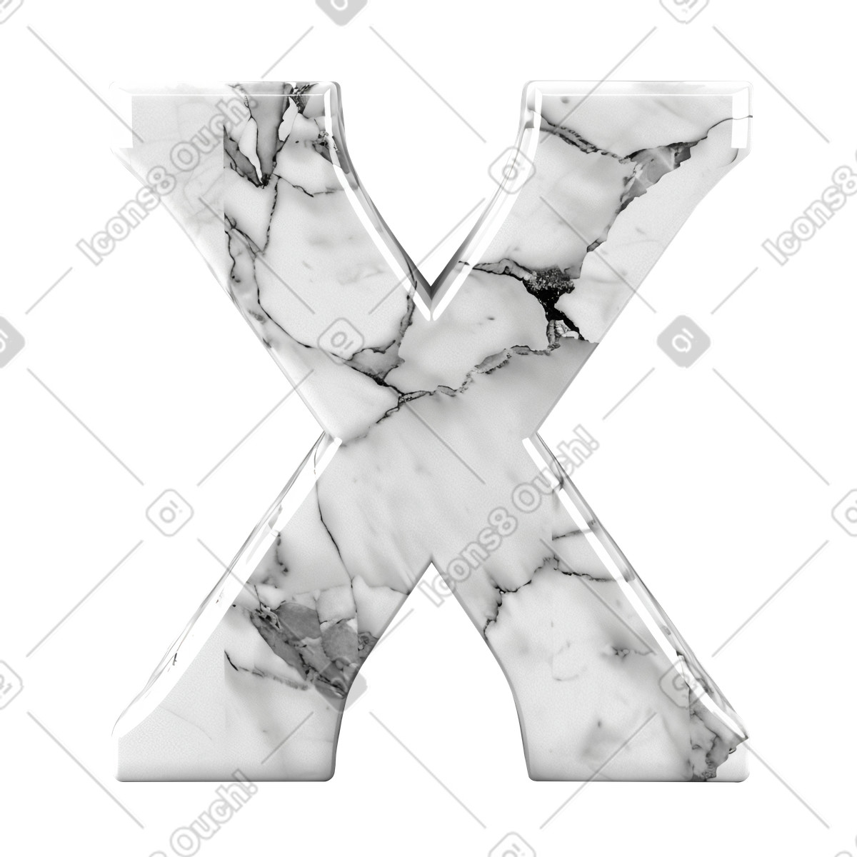 大理石字母 x插图，PNG、SVG格式