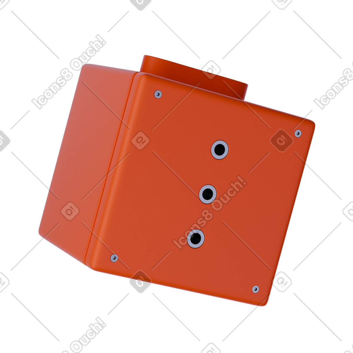 Ilustración Orange extension socket cube with audio jack ports, Power strip block, Electrical outlet render en estilo 3D Product a descargar en PNG y SVG
