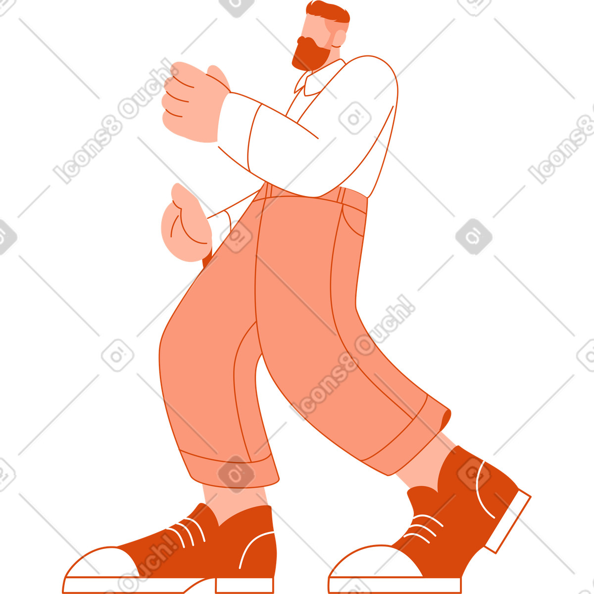 Mann musiker-Illustration im Orange-Stil als Download in PNG, SVG