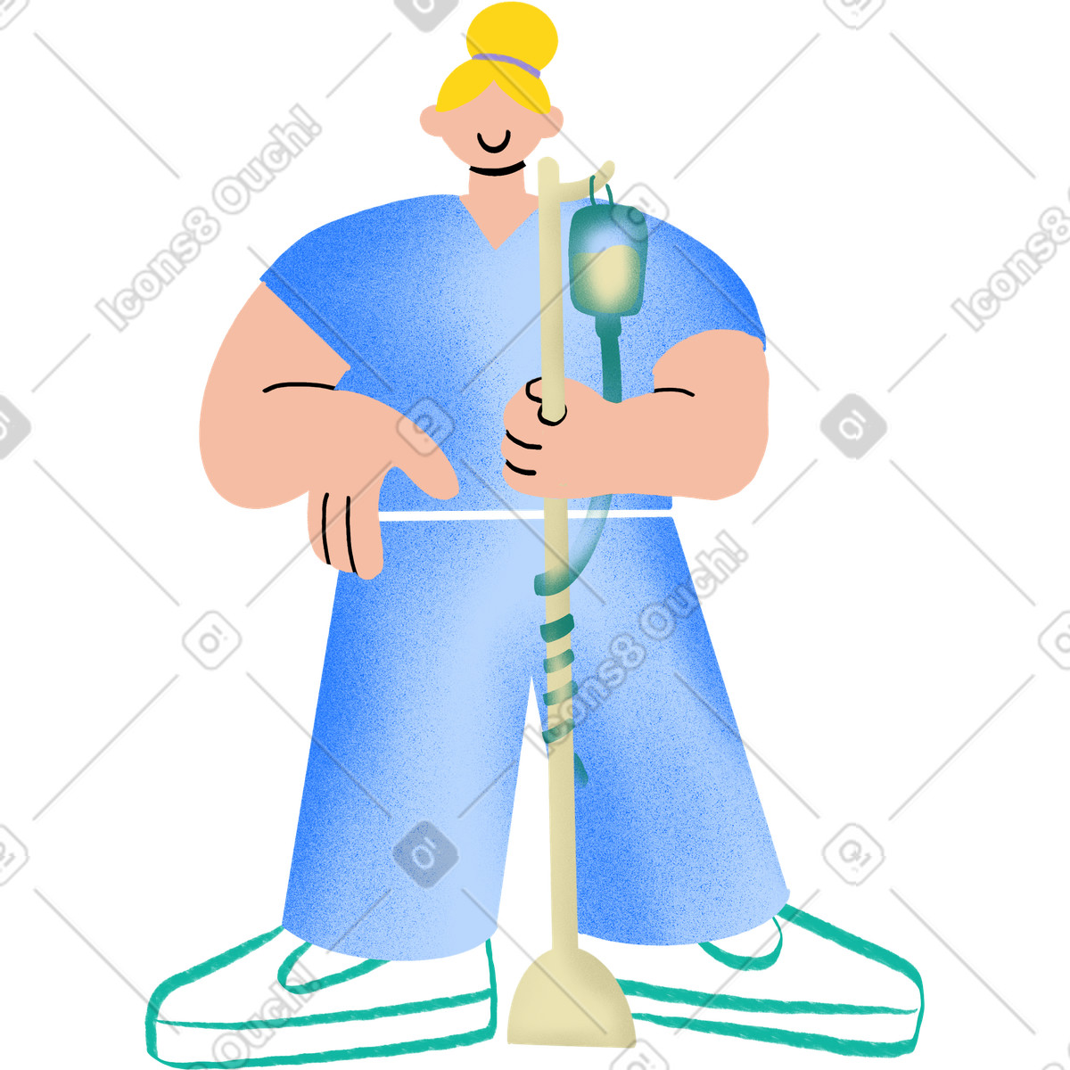 Illustration Nurse in a blue outfit dans le style Bonny à télécharger aux formats PNG, SVG