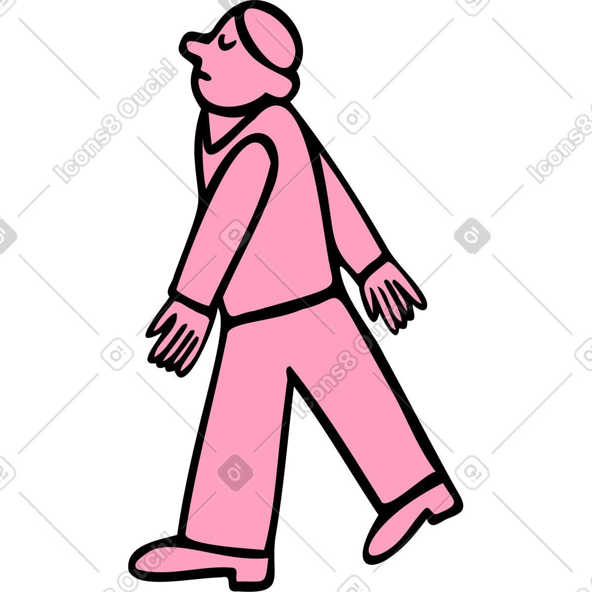 Man walking with his head up illustration in Comic style download in PNG, SVG