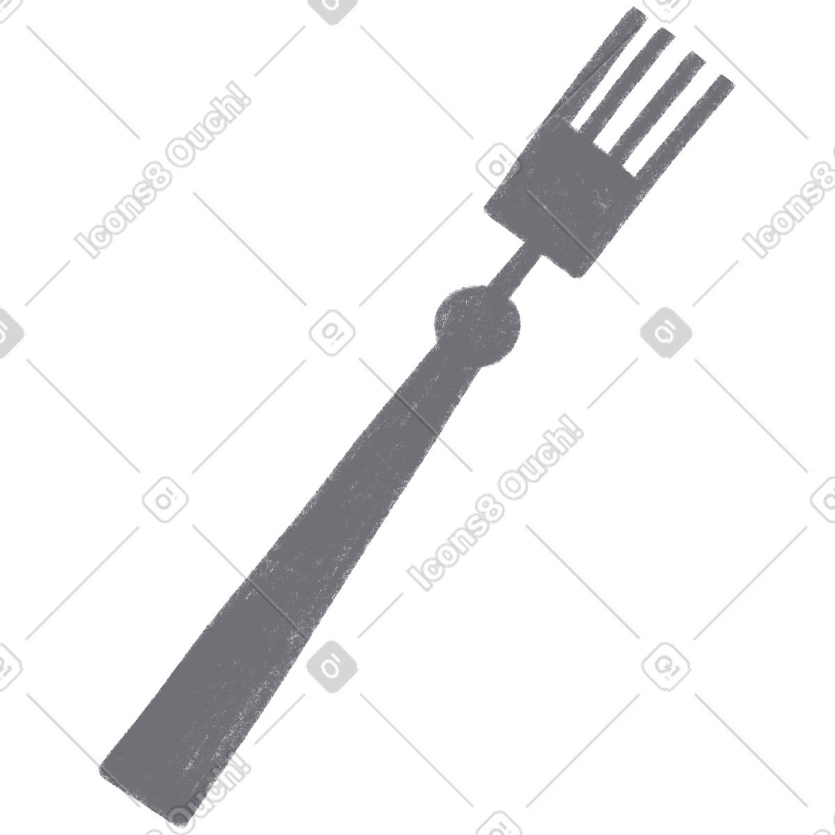 Grey fork illustration in Tutti style download in PNG, SVG