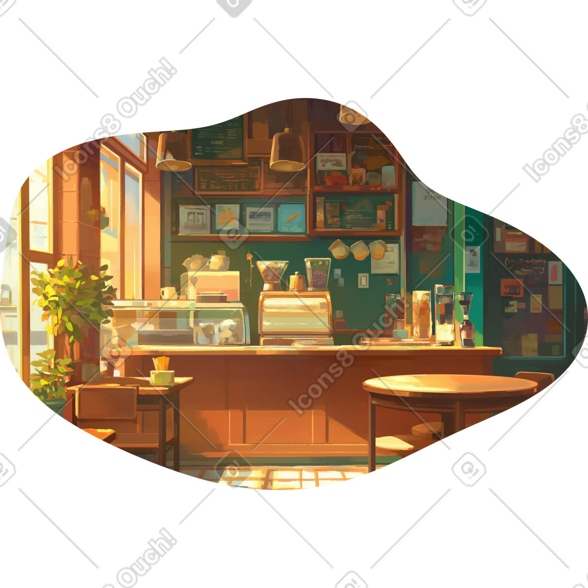 Evening cafe background illustration in Scenes style download in PNG, SVG