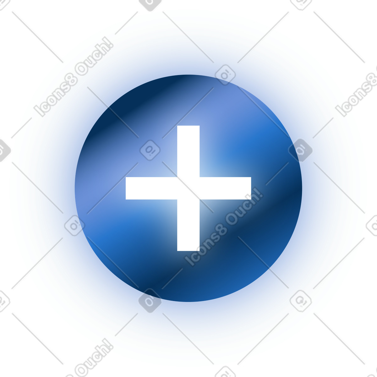 Blue circle button with plus sign illustration in Dimension style download in PNG, SVG