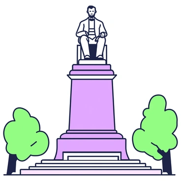 A perspective of the towering Lincoln statue viewed from below