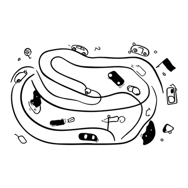 Small toy cars racing on a track made from long loaves of buns