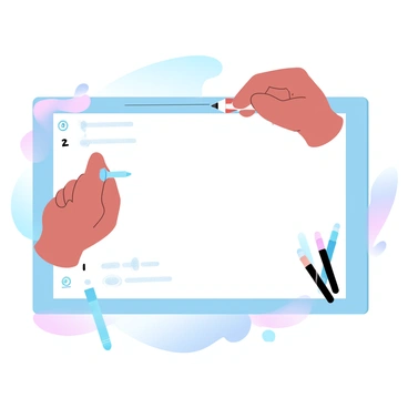 A large illustration board measuring 1/3 in size is placed on a flat surface. A pair of hands is holding a pencil, positioned above the board, ready to draw. Beside the board are several art supplies, including an eraser, a ruler, and a set of colored markers neatly arranged. The tutorial layout includes numbered steps displayed in a clear, bold font, guiding the viewer through the process. Each step is represented with small visual icons next to the text, illustrating the actions described. A light gradient of pastel colors fills the background, creating a soft and inviting atmosphere for beginners to feel encouraged while learning.