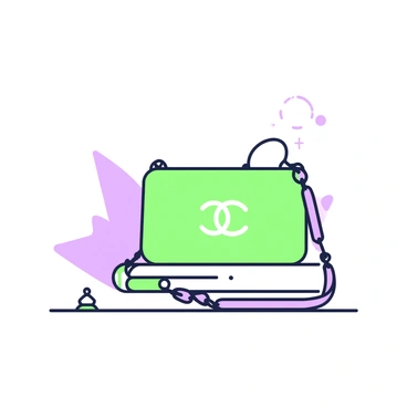 A Chanel purse is placed on a flat surface, showcasing its structured shape and clean lines. The purse features the recognizable interlocking "CC" logo in the center, elegantly embossed. The strap is a thin chain, draping softly over one side. The color of the purse is not specified, but it has a polished finish that catches the light. The background is simple, ensuring that the focus remains solely on the elegant design of the purse.