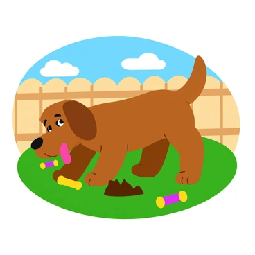 A dog eagerly digging up a bone in a backyard.