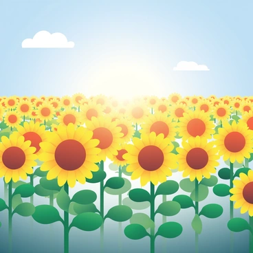 A vast sunflower field basking in the golden glow of summer sunshine